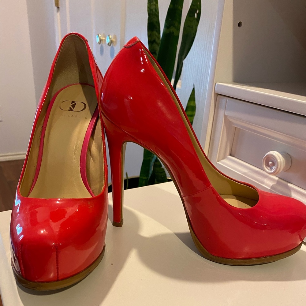 Hot pink platform heels